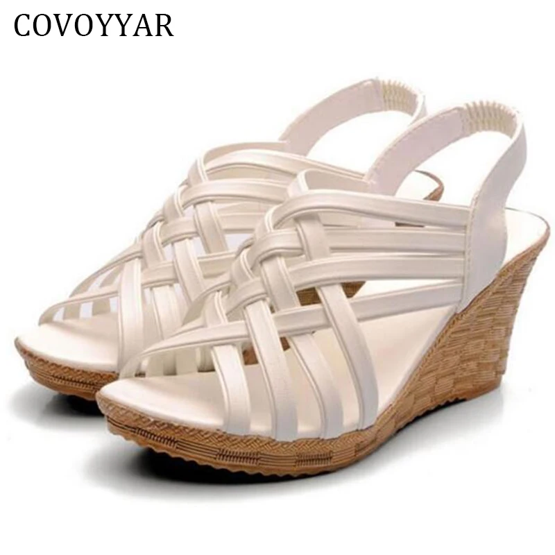 Женские сандалии гладиаторы на танкетке Босоножки с открытым носком и вырезами