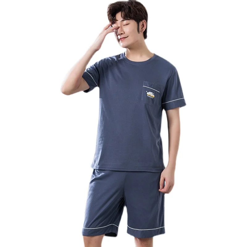 

Men Summer Pajama Sets Elastic Waist Pijama Hedging Loose Soft Shorts Plus Size Casual Comfort Cotton Sleepwear Pyjamas Set