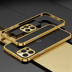 for iphone 12 pro max case original stainless steel metal bumper for iphone 12 pro case metal camera lens protection cover free global shipping