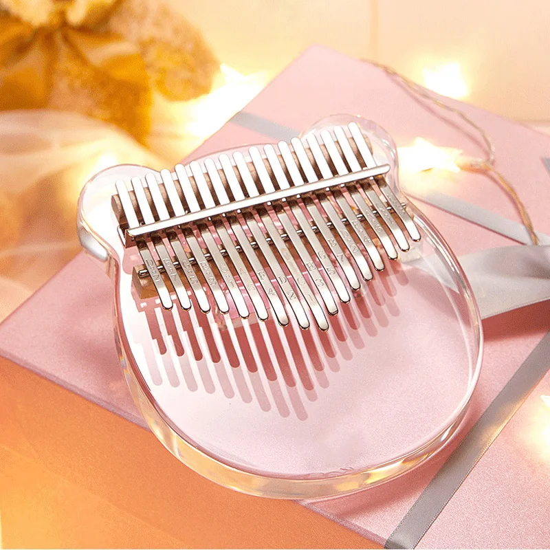 

Kalimba 17 Keys, Transparent Acrylic Thumb Piano Single Board High-Quality Wood Mahogany Musical Instrument Africa Finger Piano