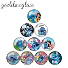 Милая Ститч Disney Лило мультфильм 10 шт. 12 мм18 мм20 мм25 мм круглая фотография стекло кабошон плоская задняя часть ожерелье принадлежности для изготовления