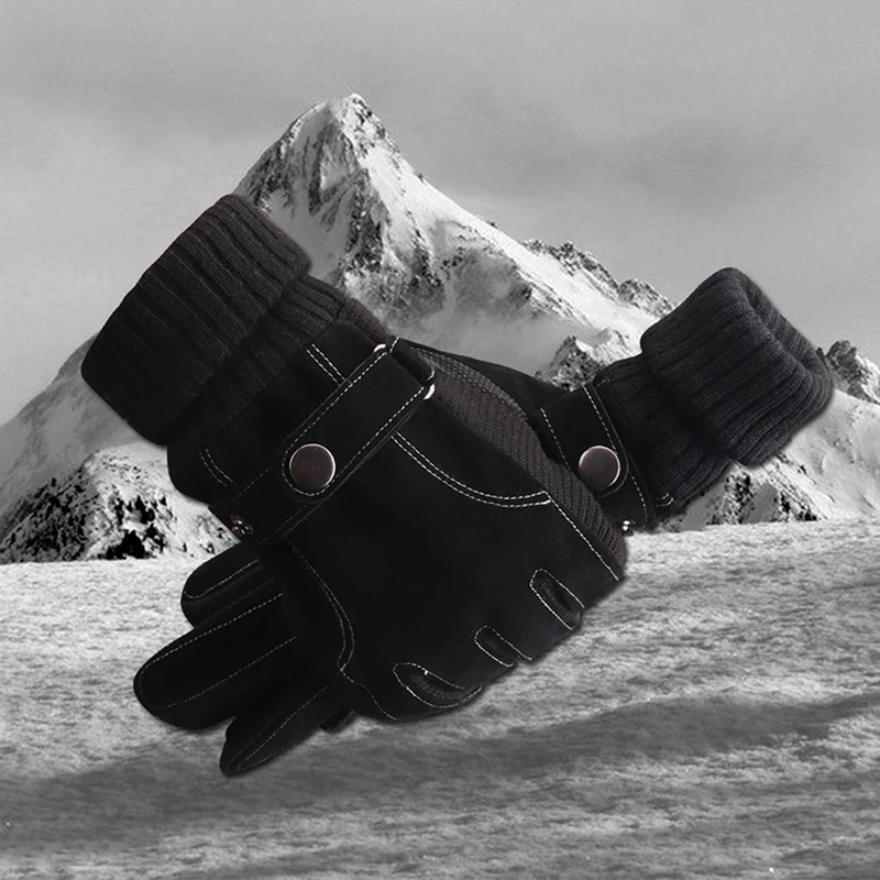 

Зимние теплые мужские перчатки для сенсорного экрана кожаные повседневные перчатки варежки для мужчин уличные спортивные перчатки с закры...