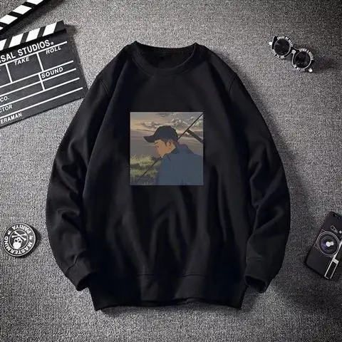 

Sweater men's autumn loose thin coat round neck long sleeve top