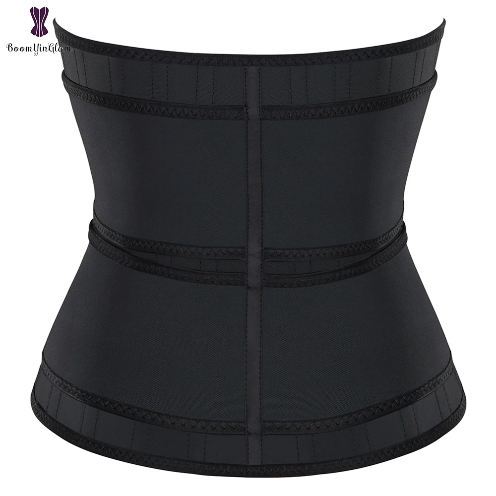 25 Steel Bones Latex Waist Trainer Double Belts Zipper And Hooks Fajas Corset Training Cincher