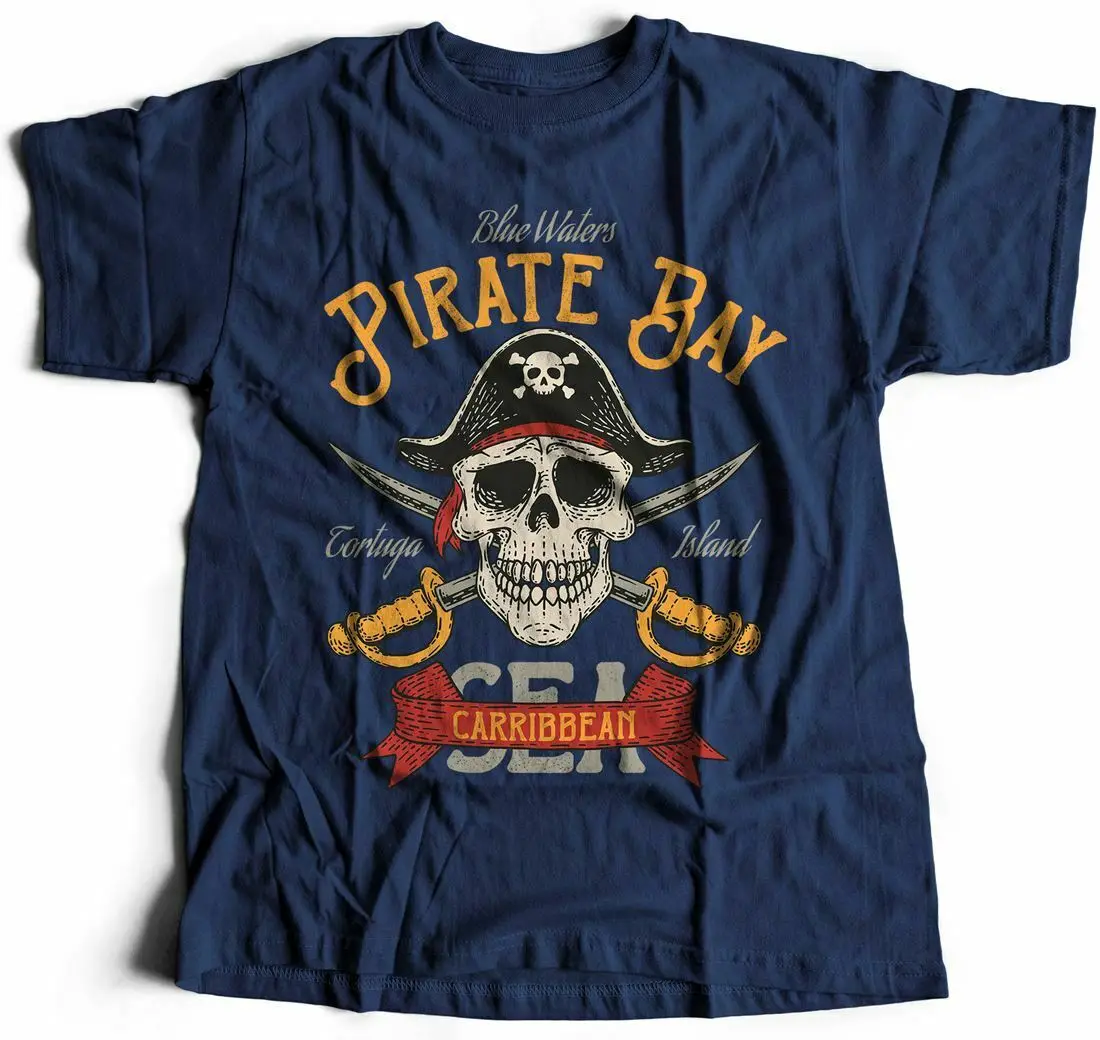 Футболка в морском стиле с морским капитаном и кораблем остров Тортуга Череп