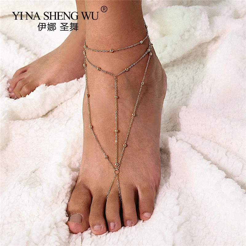 

Bohemian Beach Geometric Multilayer Round Bead Anklet Barefoot Sandal Anklet Belly Dance Anklet Ladies 1PC Ankle Charm Jewelry