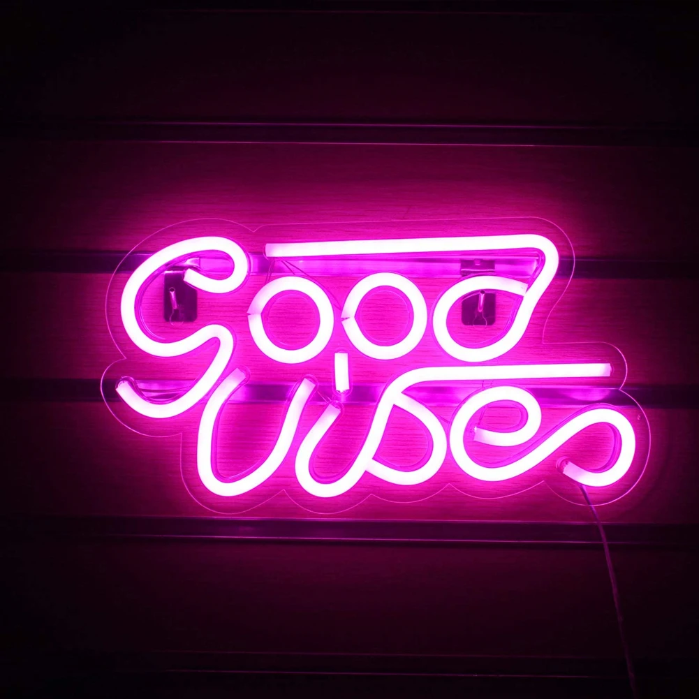 

Good Vibes Neon Signs Neon Lights For Decor Light Lamp Bedroom Beer Bar Pub Hotel Party Game Room Wall Art Christmas Decoration