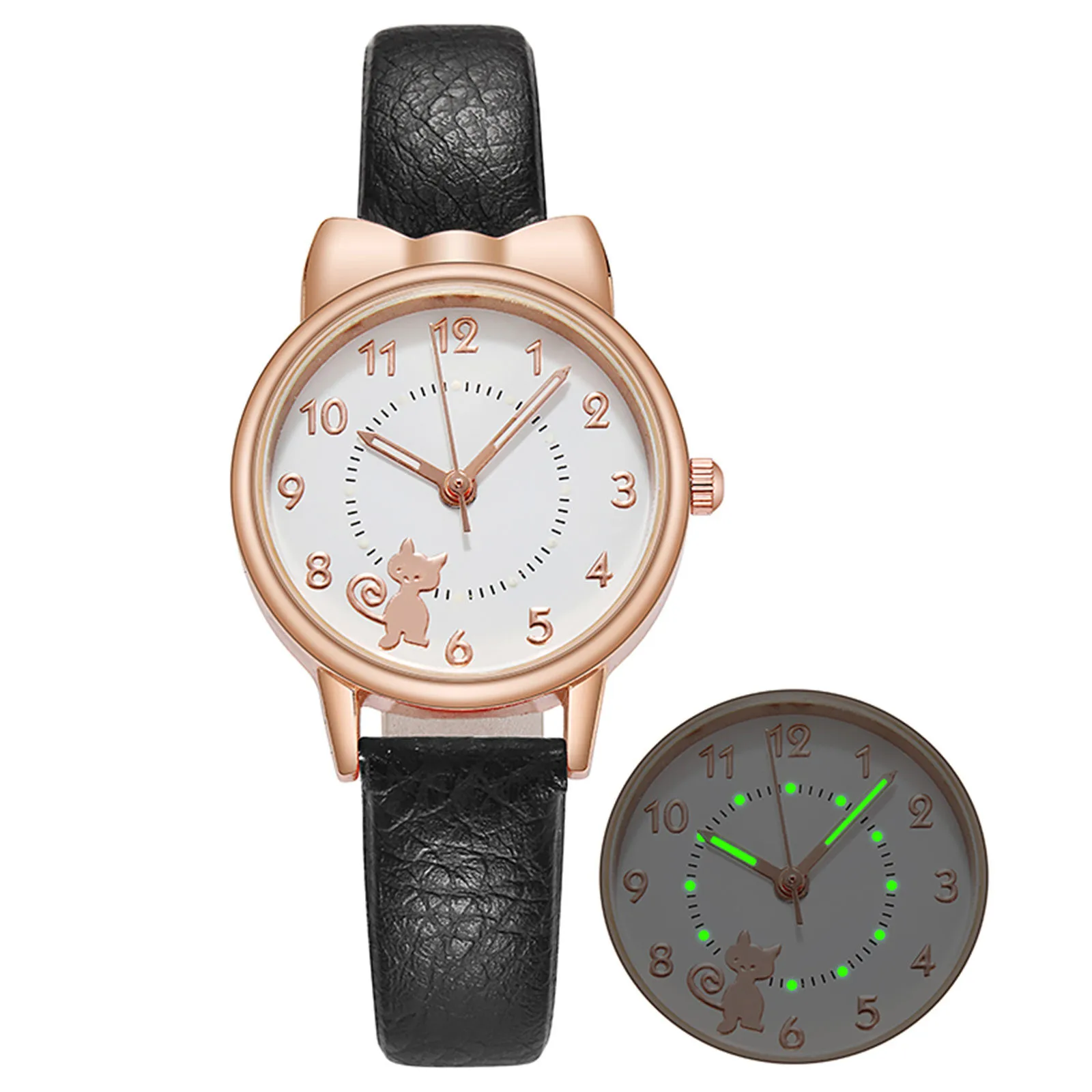 

2021 Fashions Cute Cartoon Cat Luminous Student Watch Women's Quartz Watch Women's Watch For Girls Bithday&Christmas party Gift