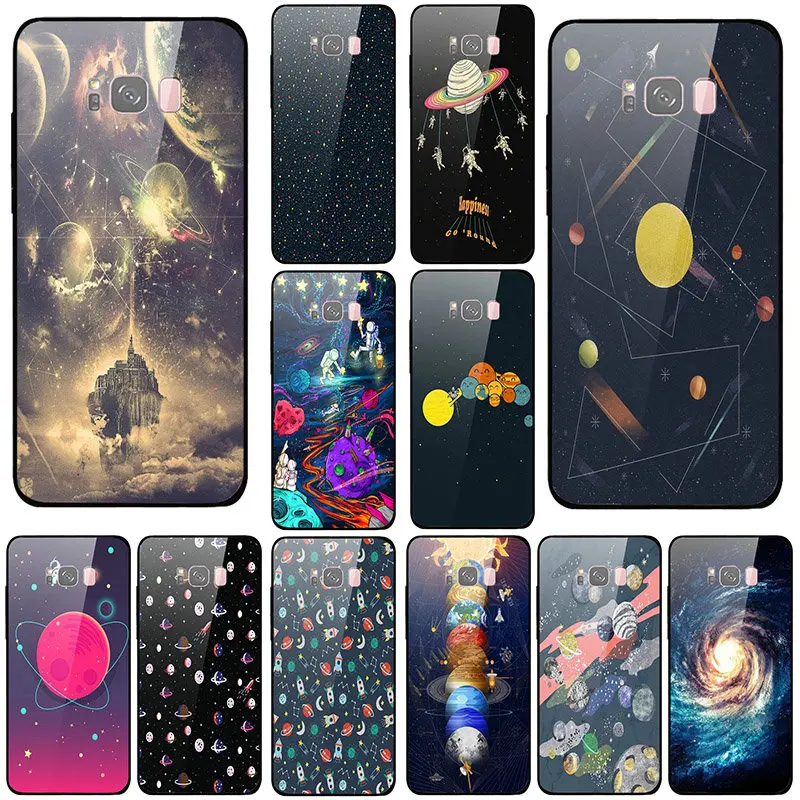 Чехол из закаленного стекла для Samsung Galaxy A6 A8 A8S A9S S8 S9 S10 Plus Lite Airship астронавт Звезды