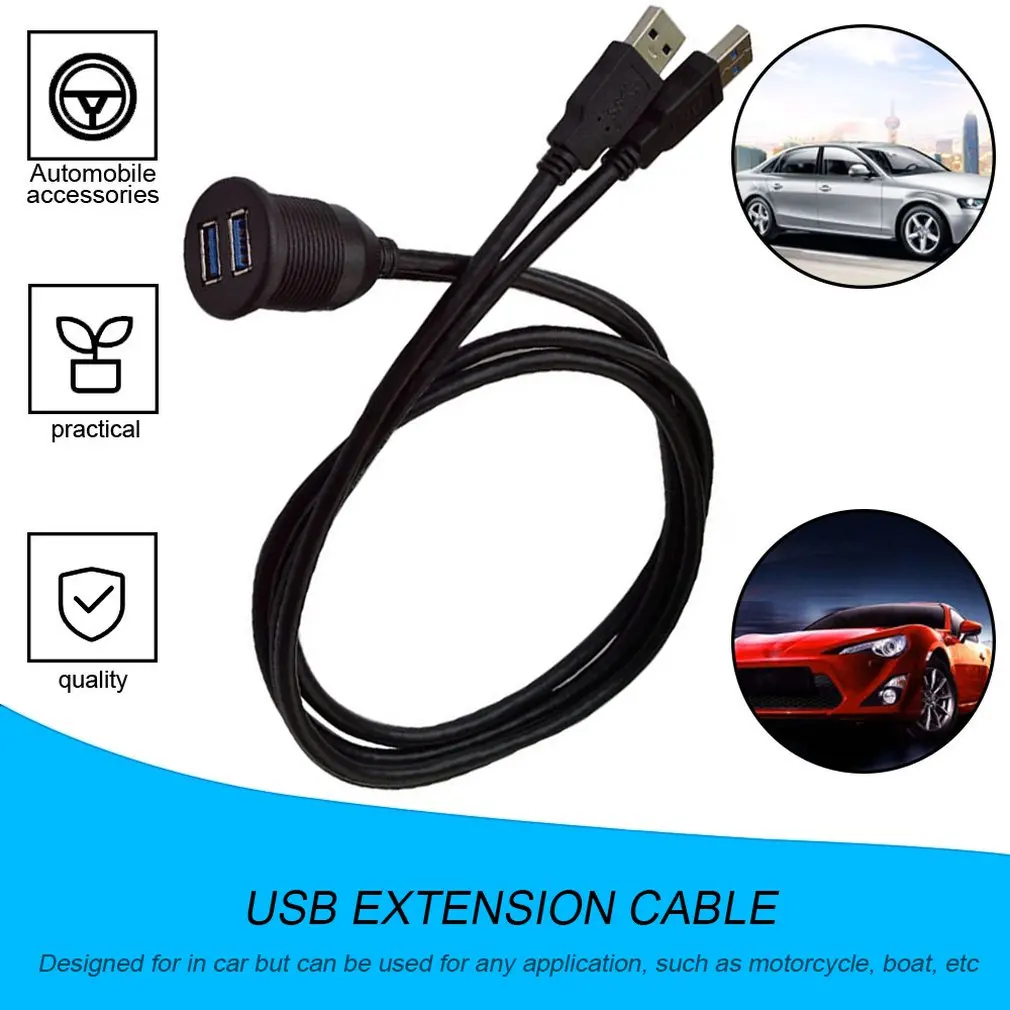 

2 м утопленное крепление для автомобильной приборной панели USB док-адаптер панель для приборной панели 3.0 порт штекер-гнездо кабель-удлините...