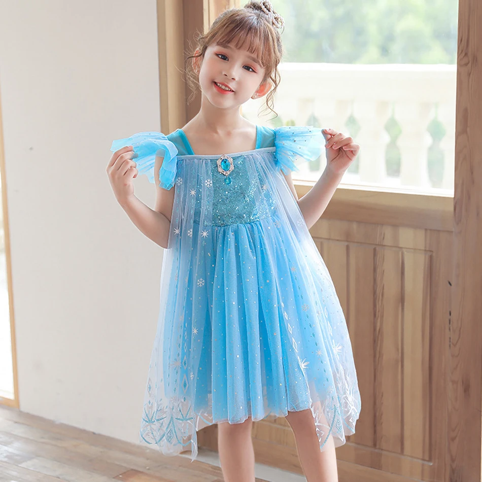 

Disney Fancy Baby Girl Princess Dresses for Girls Elsa Costume Bling Crystal Elsa Party Dress Kids Snow Queen Cosplay Frozen