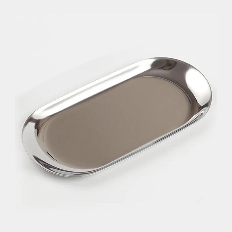 Простой и элегантный дизайн из нержавеющей стали овальный лоток для хранения