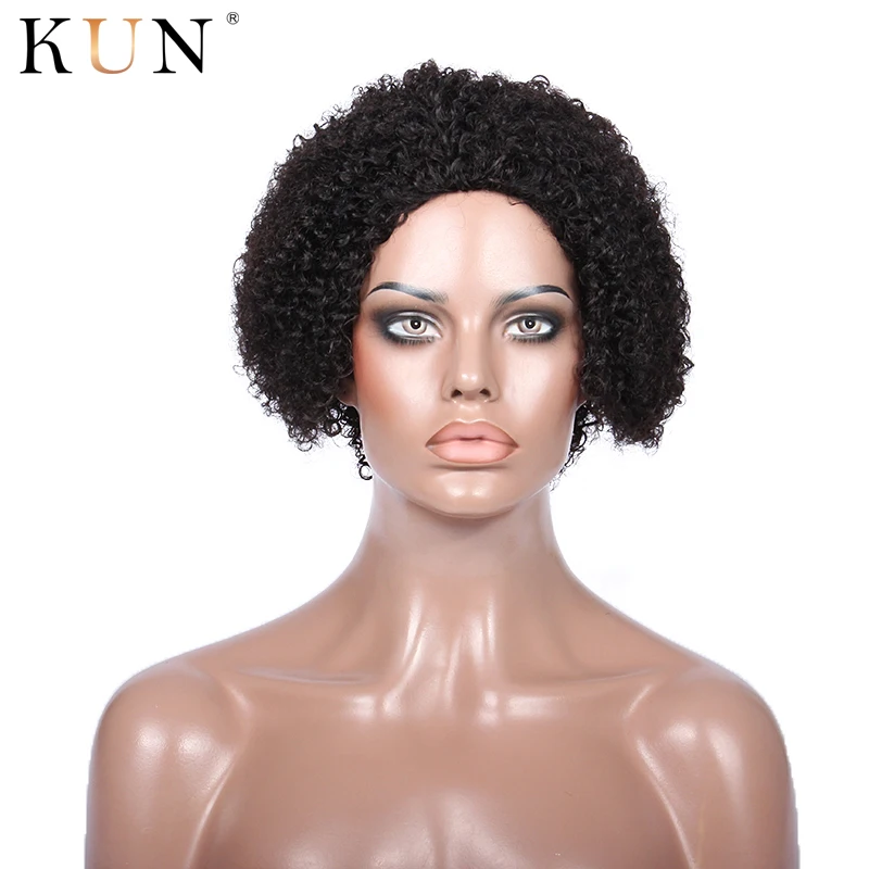 Короткие человеческие волосы парики Кудрявые кудрявые нет парик шнурка 150