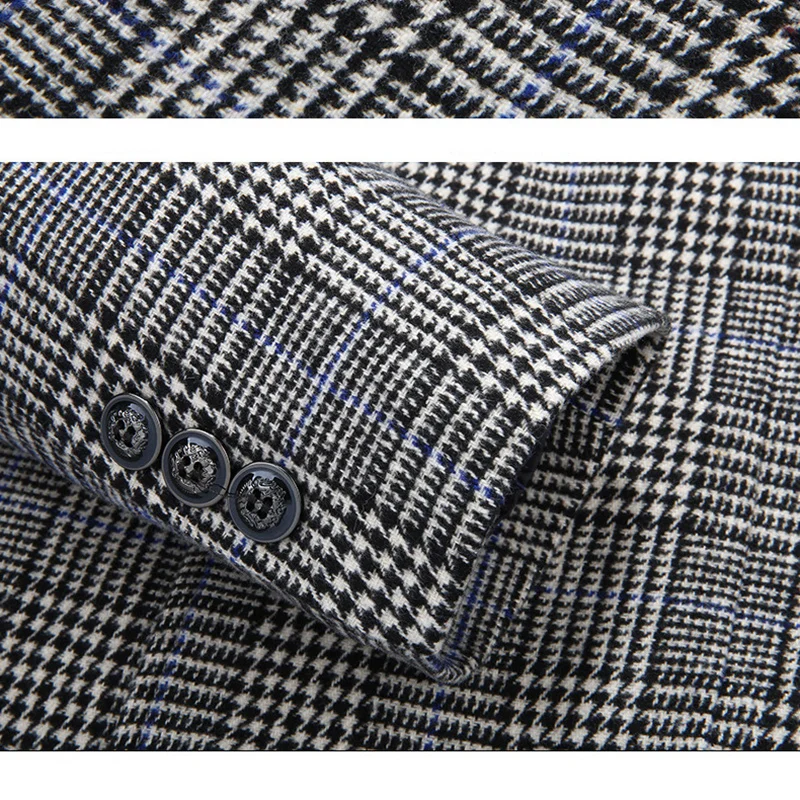 

New Brand Men Smart Casual Blazer Spring Autumn Men Simple England Style Suit Jackets Plaid Formal Blazers Coats Male