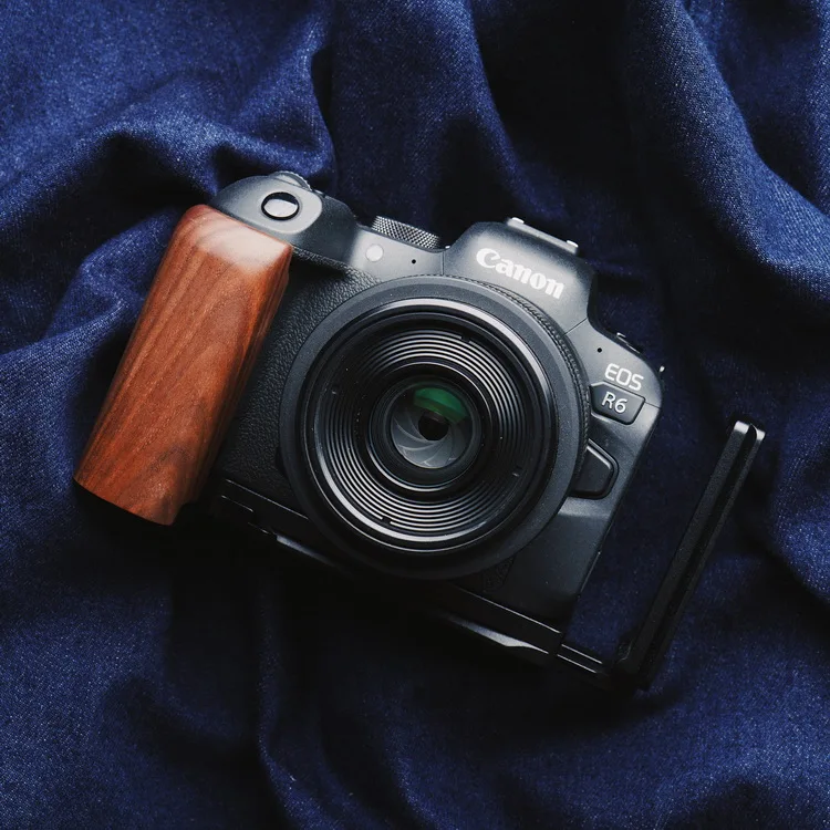 

For Cannon EOS R6 Wood Hand Grip Quick Release Extension Telescopic adjustment L Plate Bracket Support Arca-Swiss RSS tripod