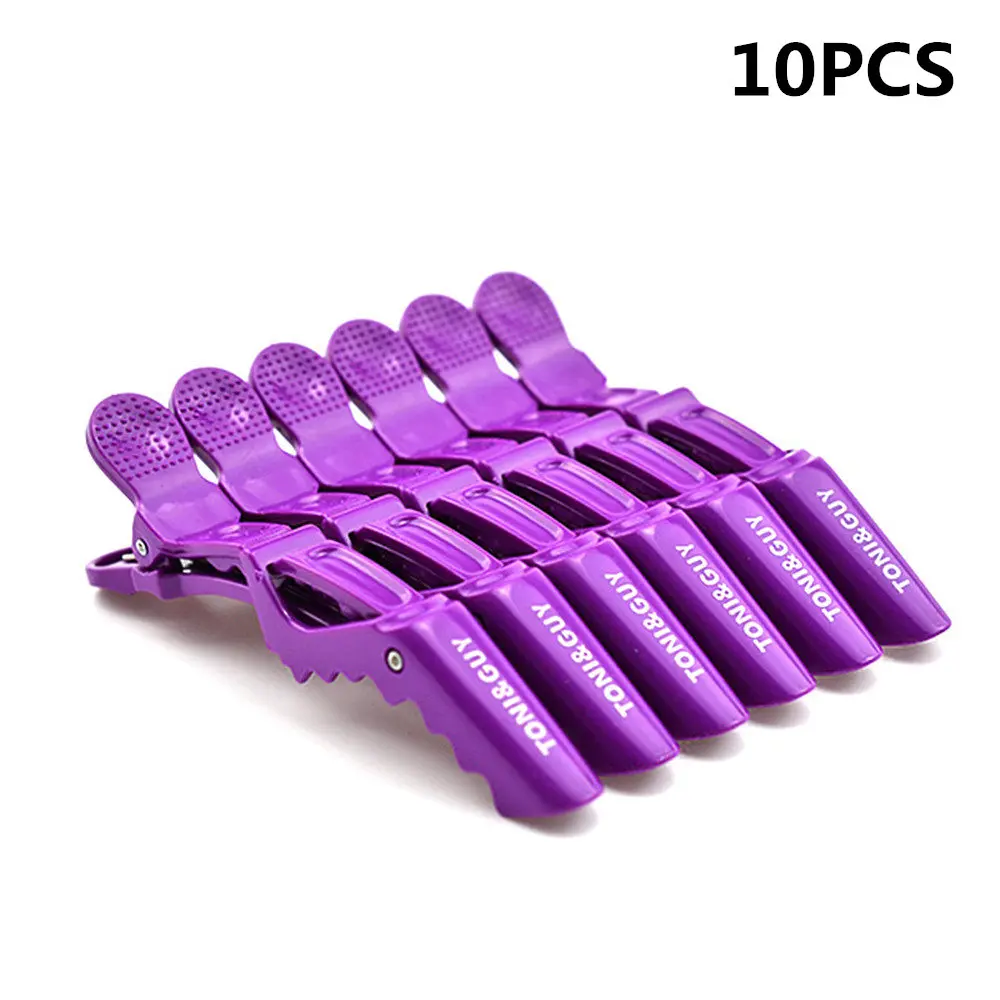10pcs Purple 6 шт./упак. заколки-Аллигаторы для волос Черный Фиолетовый Красный заколки для волос клюв секционный зажим Парикмахерс - Цвет: 10pcs Purple