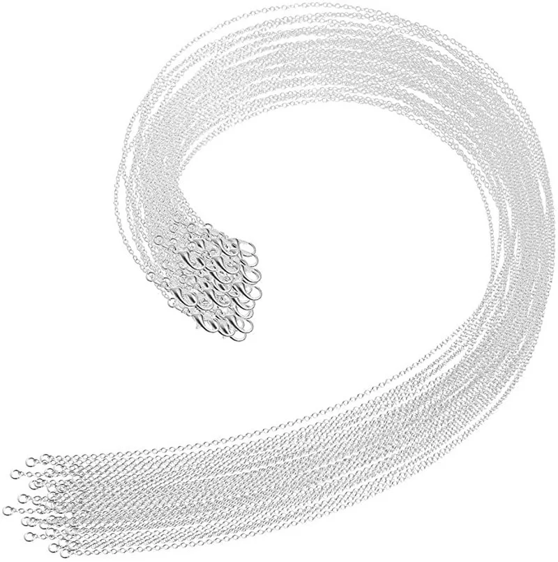 

30PCS 925 Sterling silver 1MM fine chains necklace for women men fashion party luxury designer jewelry set wedding for pendant