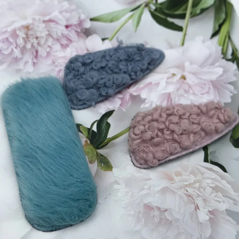 

10/20pcs Warm Pad Fluffy Mink Square Clip Cover Applique Girl Fashion Hairpin Stick-on Patches DIY Baby Side BB Clip Accessory