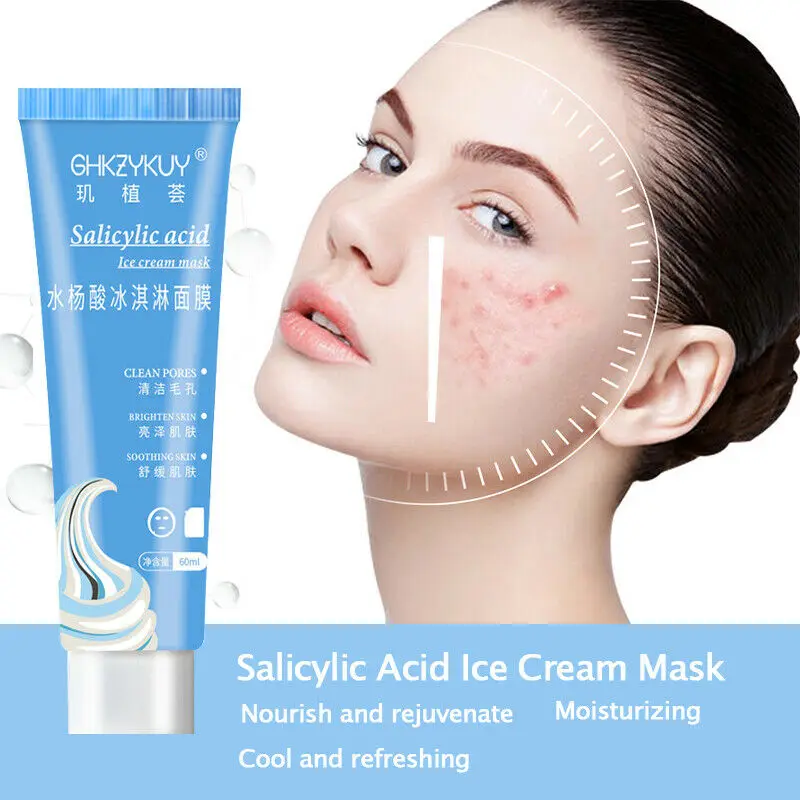 

60g Salicylic Acid Mask Acne and Pore Minimization Full Face Exfoliating Cleansing Mask Whitening Pore Shrinking Skin Care Mask