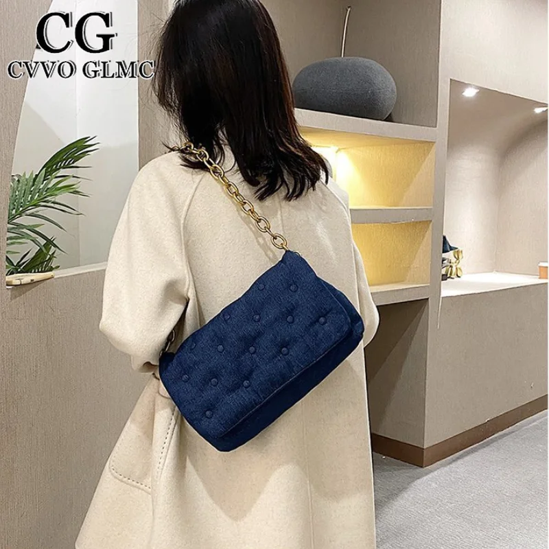 

Cvvo Glmc Women Metale Chain Flap Shoulder Purse And Handbag Ladies Soft Canvas Clutches Hobo Bags Free Shipping