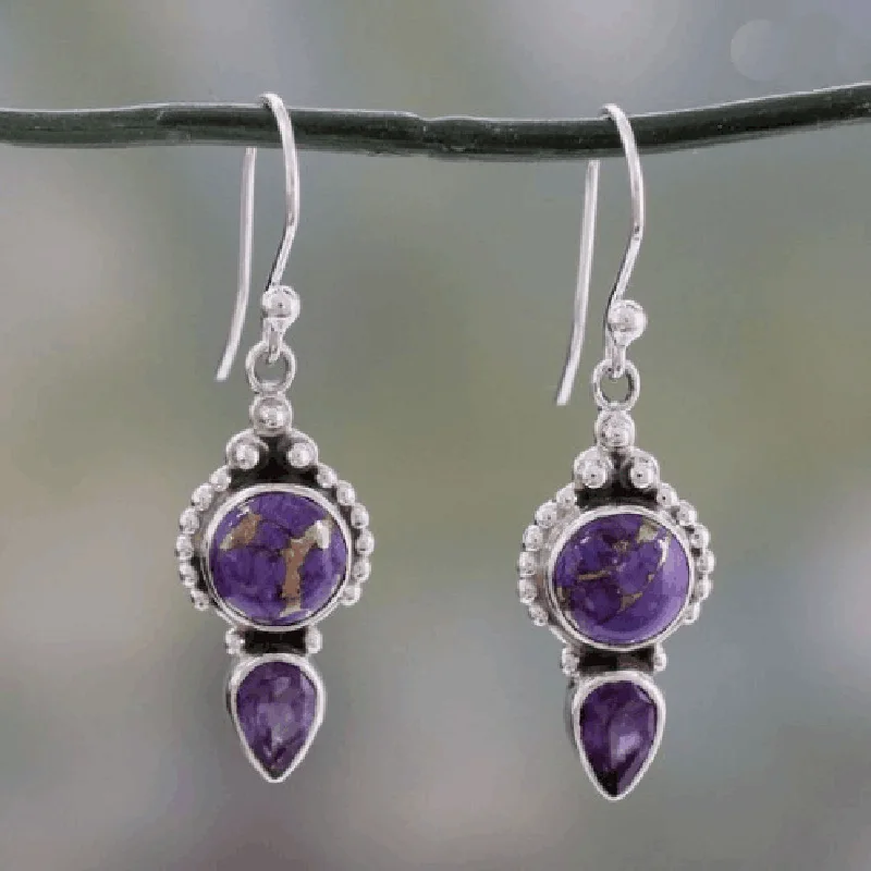 Винтажные круглые висячие серьги из натурального аметиста для женщин фиолетовые