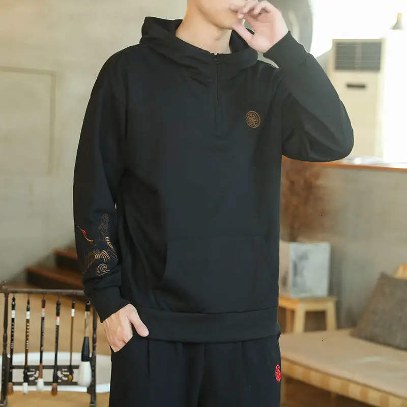

Men's Oversized Hoodies 2021 Autumn New Men's Hooded Sweatshirts Fashion Chinese Style Embroidered Woman Clothing