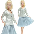 Высококачественные наряды для кукол, пальто, блузка, платье с юбкой в складку, праздничная одежда серебряного цвета, аксессуары для кукол Барби, детские игрушки