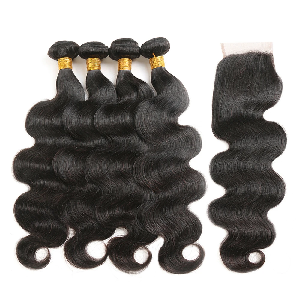 Волнистые пучки волос с кружевной застежкой искусственные бразильские