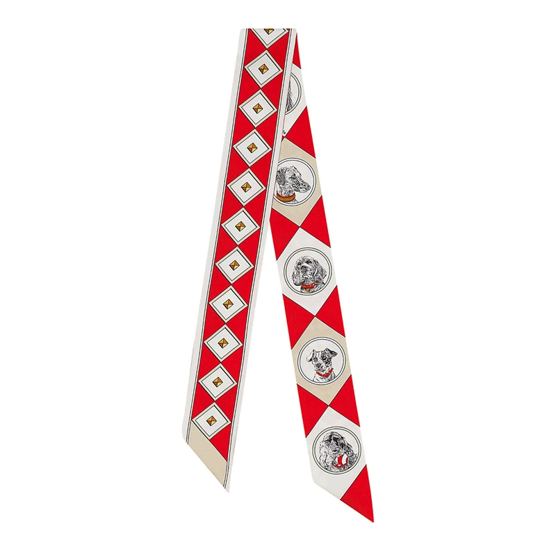 

Brand Handbag Scarf Puppy Head Luxury Brand Ladies Small Silk Scarf Tie Bag Handle Ribbon Hairband Shawl Scarf MR40