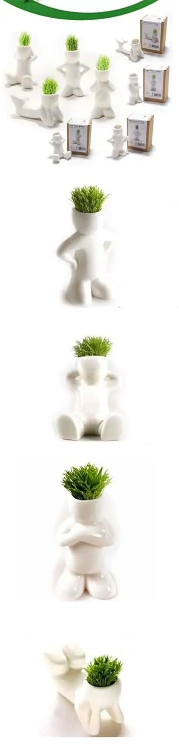 Творческий Керамика волшебный портрет бонсай горшок с травой кукла сад стол