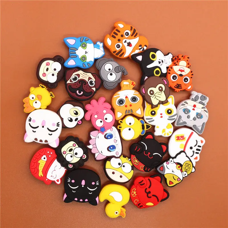 Single Sale 1pc Animals PVC Shoe Charms Shoe Buckle Accessories Cute Pug Face Shoe Decoration for croc jibz Kid's Party X-mas