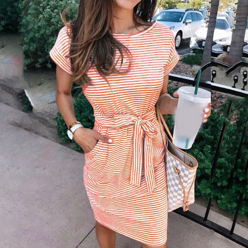 

women T shirt Dress for Women Summer Twist Knot Bodycon Dresses Short Sleeve Mini Dresses O Neck Streetwear T Shirt Dresses