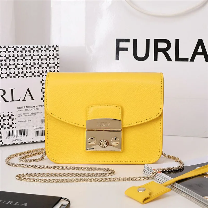 Оригинальные женские сумки FURLA, высококачественные женские сумки из меха желтого цвета, размер S 16,5 см x 12 см x 8 см