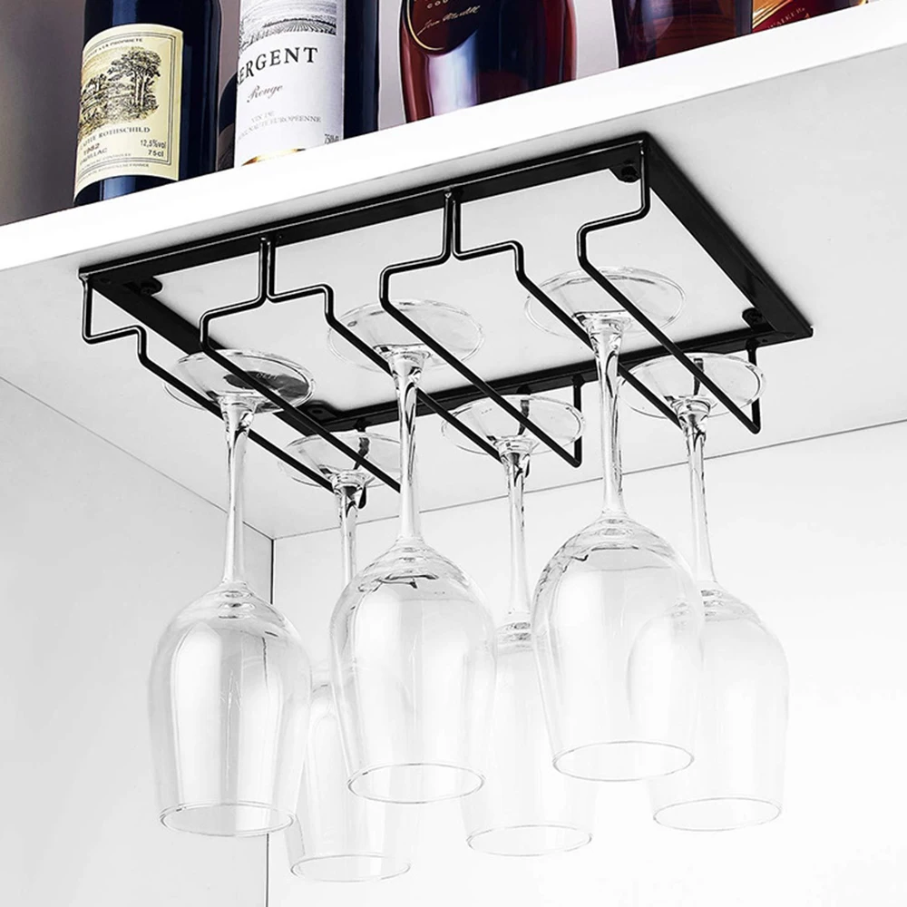 

3/4 Slots Wine Glass Holder Hanging Plug-in Drinking Goblet Cup Holder With Iron Creative Hanging Cup Kitchen Holders Tools