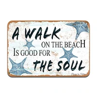 a walk on the beach is good for the soul iron poster painting tin sign vintage wall decor for cafe bar pub home beer decoration
