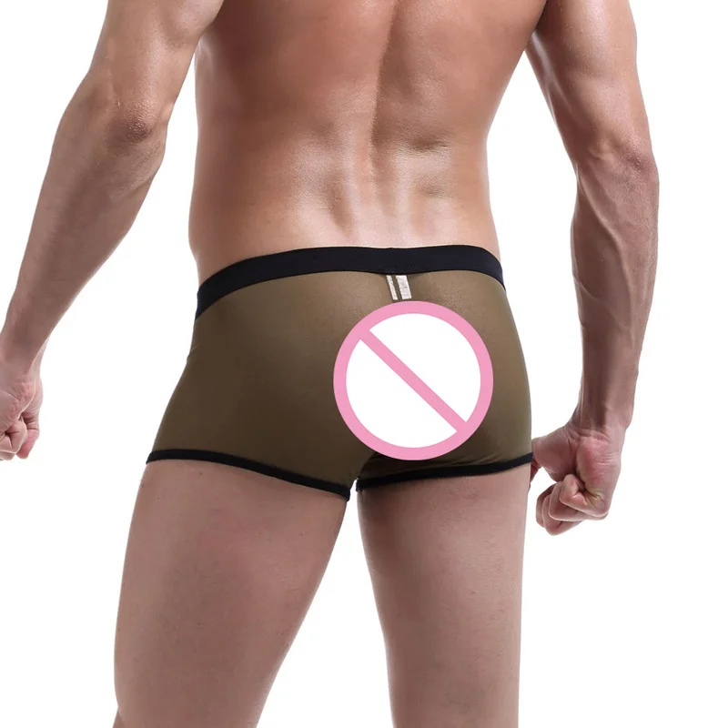 Мужские боксеры сексуальные хлопковые шорты сетчатые прозрачные удобные трусы