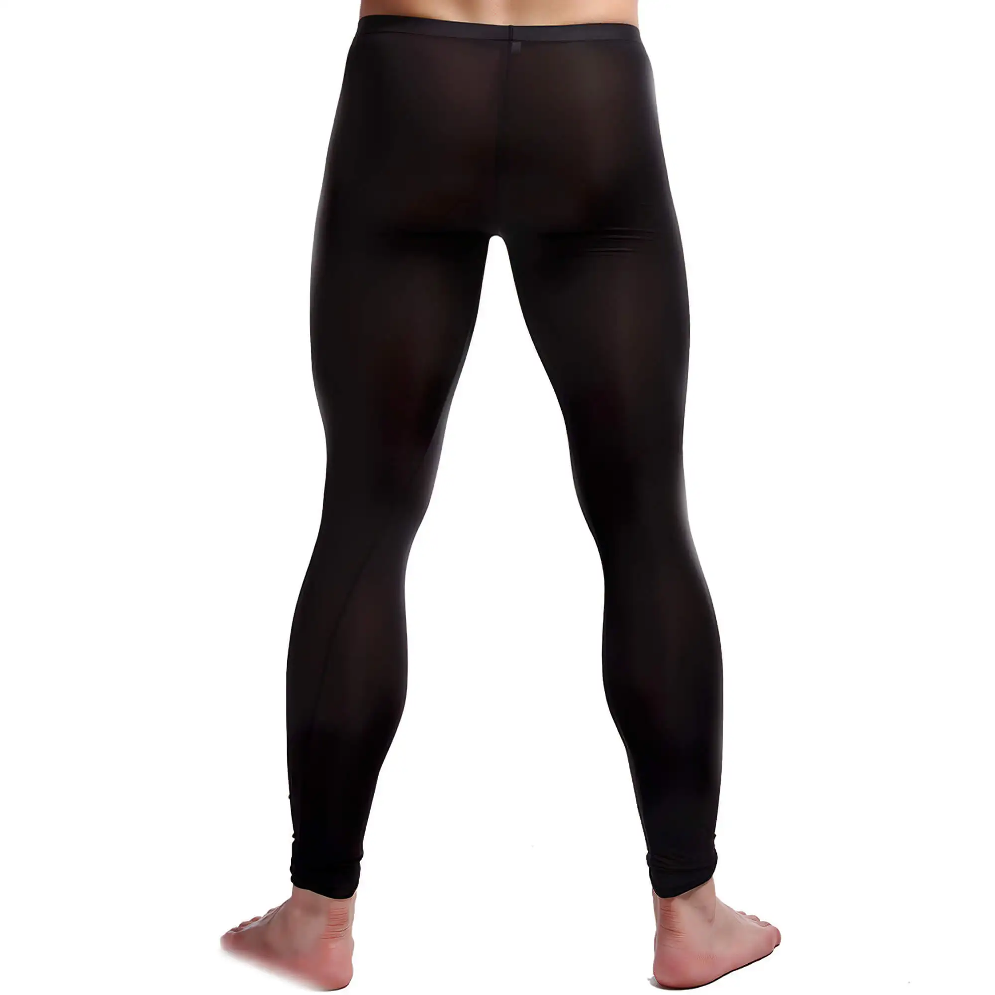 Metelam Mens Ultra-Thin See-through Long Johns Underwear Soft Ice Silk Lounge Wear Pajamas Sleep Thermal Legging Pants