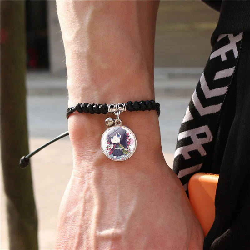 Anime Demon Slayer Cosplay Bracelet Accessories Jewelry Kimetsu No Yaiba Tanjirou Unisex  Telescopic Pendant Hand Rope Bracelets