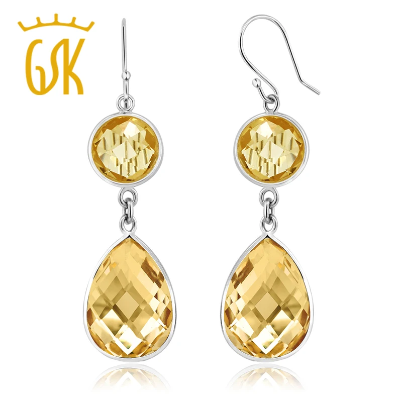 925 пробы серебряные серьги из натурального цитрина для женщин (13 00 шт/уп камень с