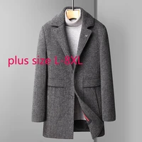 new arrival fashion super large winter thick young men long down inner liner wool tweed coat casual plus size l 5xl 6xl 7xl 8xl