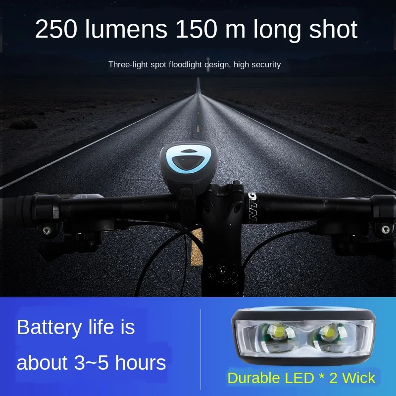 Велосипедный головной светильник с роговым фонариком зарядка через USB для