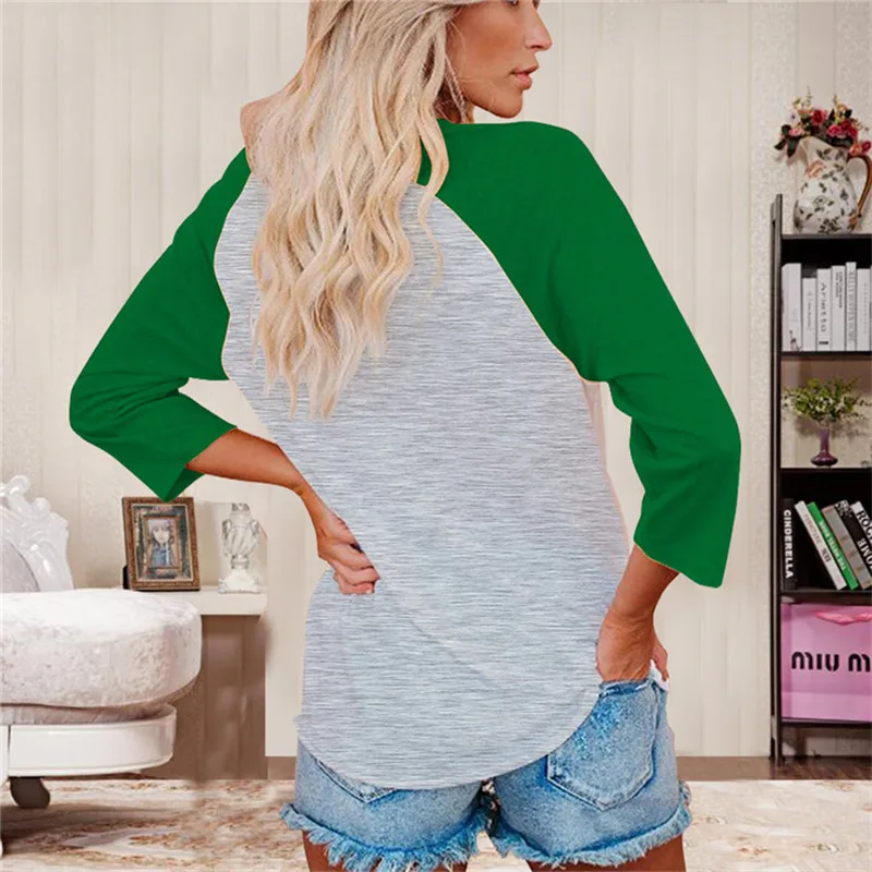 

Merry Christmas Santa Claus Printed Harajuku Tshirt Women's Autumn Winter Korean Fashion Clothing 2020 Patchwork Long Sleeve Top