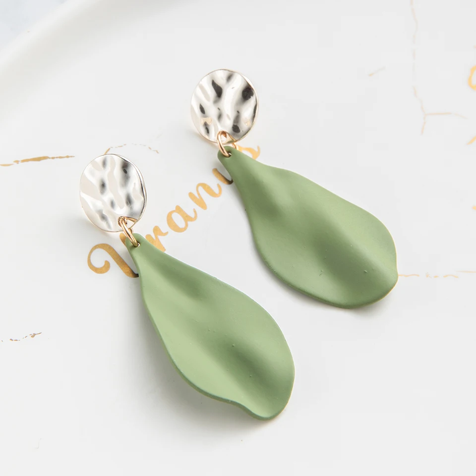 Корейская мода 2019 винтажные длинные висячие Висячие серьги для женщин зеленые