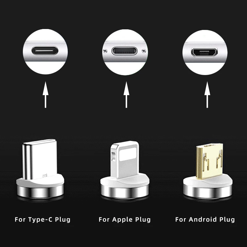 12th round magnetic cable plug 8pin for iphone type c micro usb c plug fast charging adapter phone usb c magnet tips accessories free global shipping