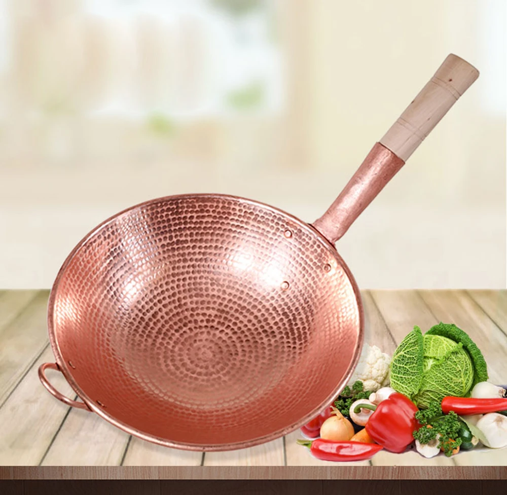 Медный вок ручной работы бытовой утолщенный ВОК медный горячий горшок