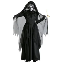Halloween Costume Ghost Bride Devil Vampire Witch Party Party Stage Performance Wear Black XL