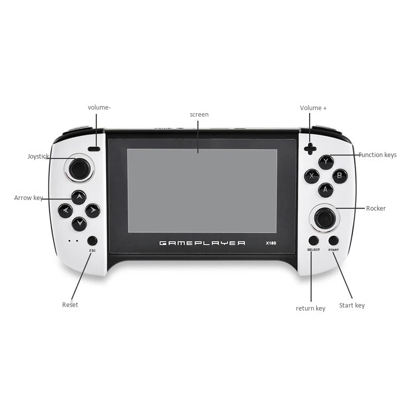 

X18 Handheld Game Console 4.3-Inch HD Dual Joystick Large-Sn Retro Video Game Console Supports Online Download