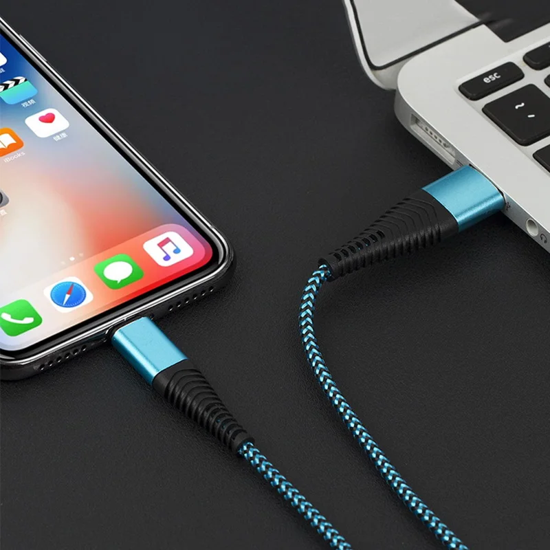 Usb-кабель для iPhone X XR 8 7 Plus 2.4A быстрое зарядное устройство нейлоновый материал 1 м