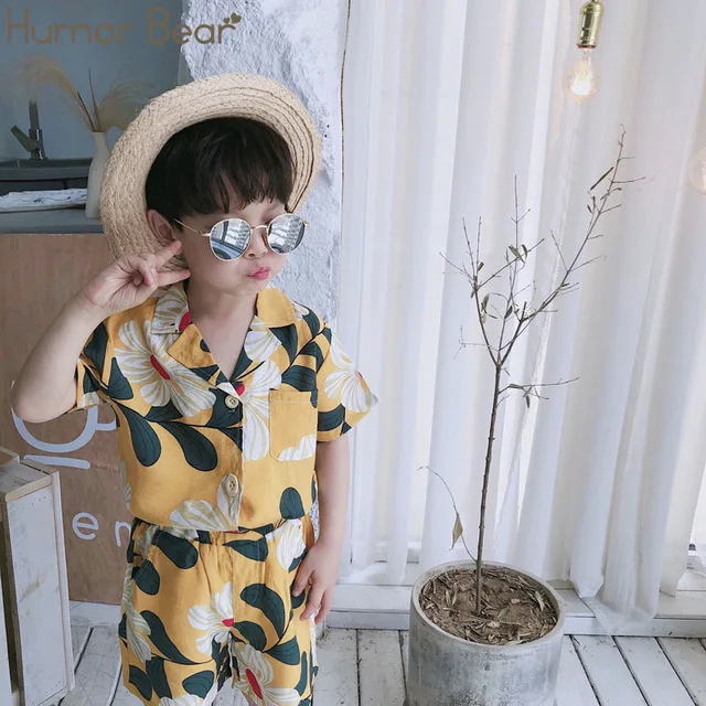 Комплект одежды для мальчиков с изображением медведя юмора летний комплект