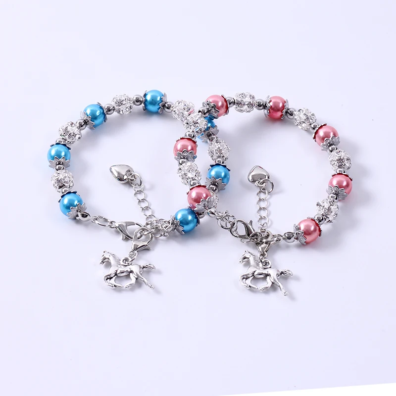2 шт ЕДИНОРОГ розовый жемчуг дети цветок браслет 2020 Рождество ювелирные изделия